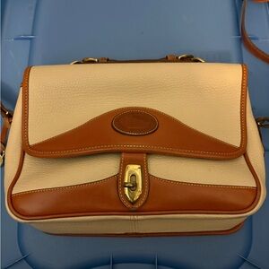 Vintage Dooney & Bourke Ivory Leather All Weather Leather Crossbody Bag